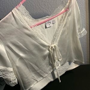 White self tie crop top